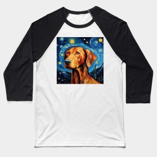 Redbone Dog Starry Night Baseball T-Shirt